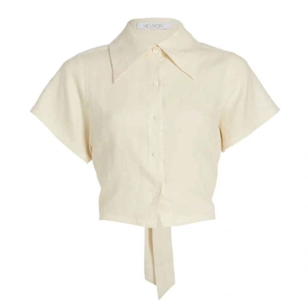 HEVRON***MILA Linen Ivory Cropped Top***XS $295 - Picture 2 of 4